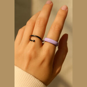 Unbranded Rings Set Women's Lavender and Black One Size